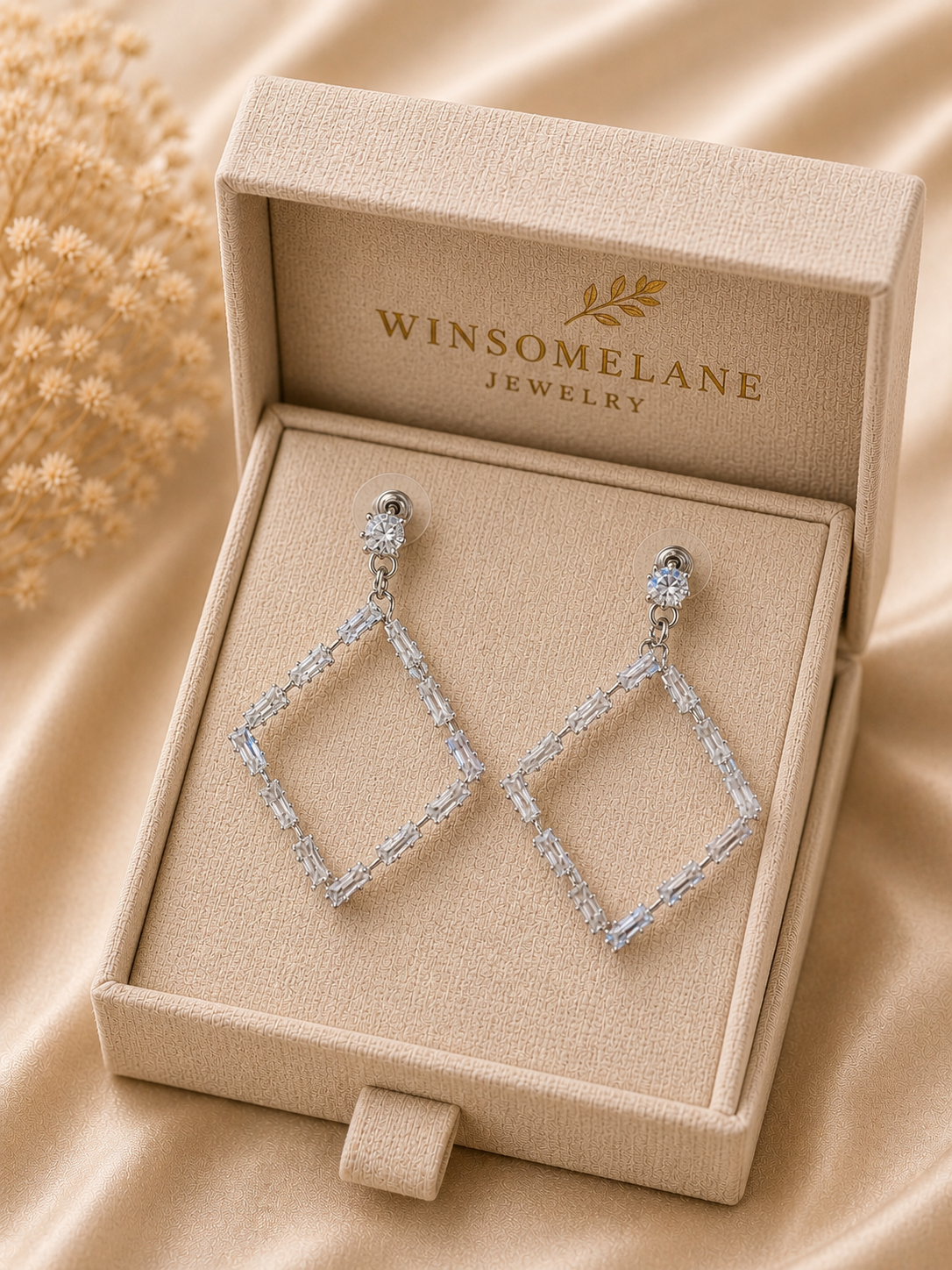 Trendy Crystal Earrings - Silver / Diamond White - Image 3
