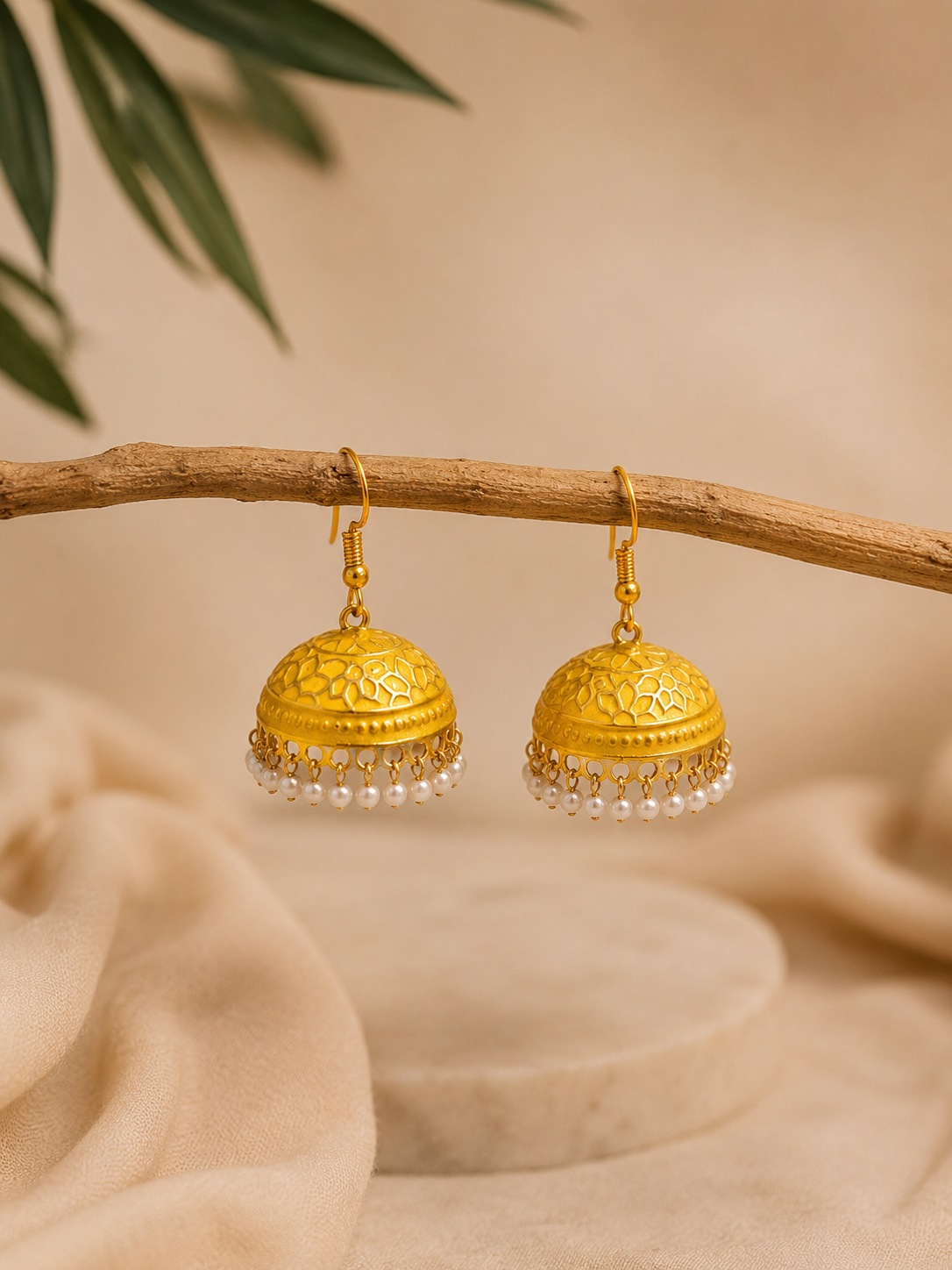 Trendy Crystal Earrings - Sunflower Yellow + Pearl White Elegant Traditional