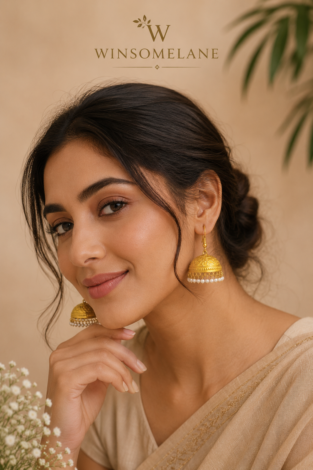 Trendy Crystal Earrings - Marigold Yellow + Pearl White Traditional - Image 3