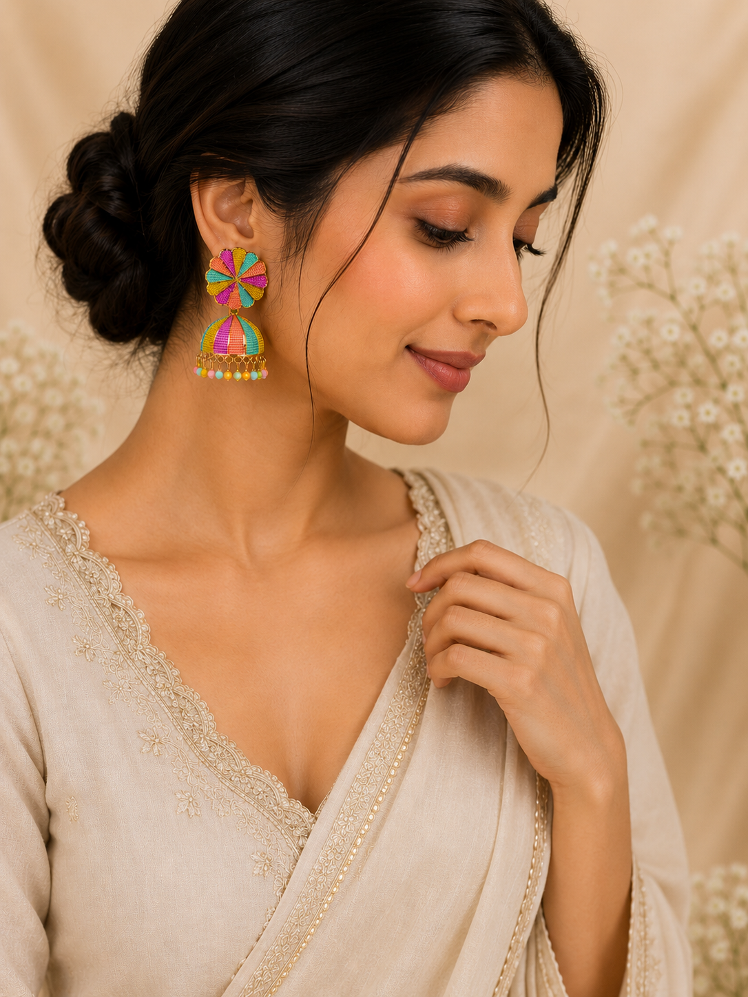 Trendy Crystal Earrings - Pastel Multicolor Combination - Image 3