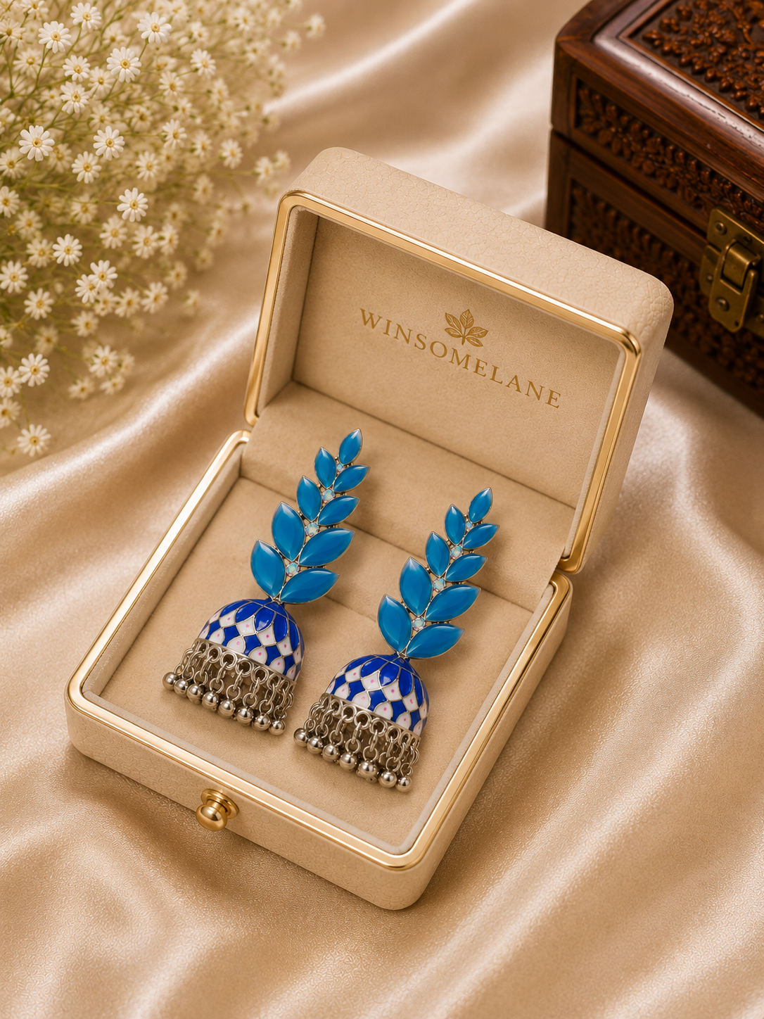 Trendy Crystal Earrings - Sky Blue /Turquoise Blue - Image 3