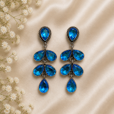 Trendy Crystal Earrings - Bright Royal Blue