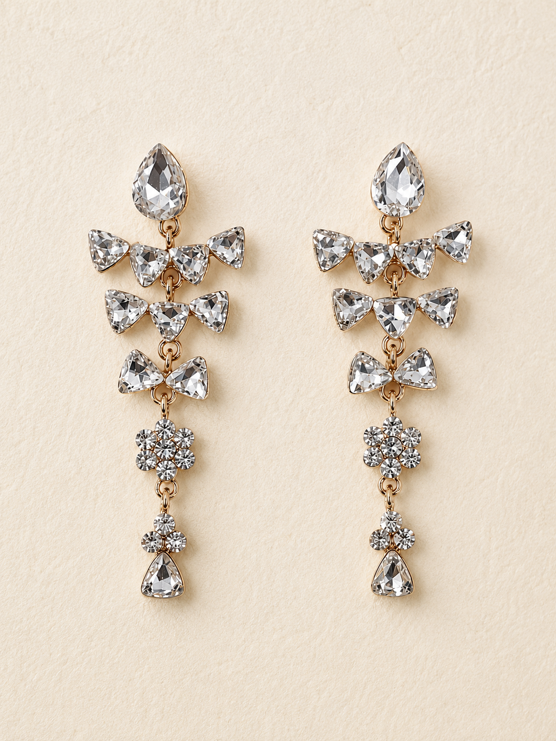 Trendy Crystal Earrings - White Crystal Stones