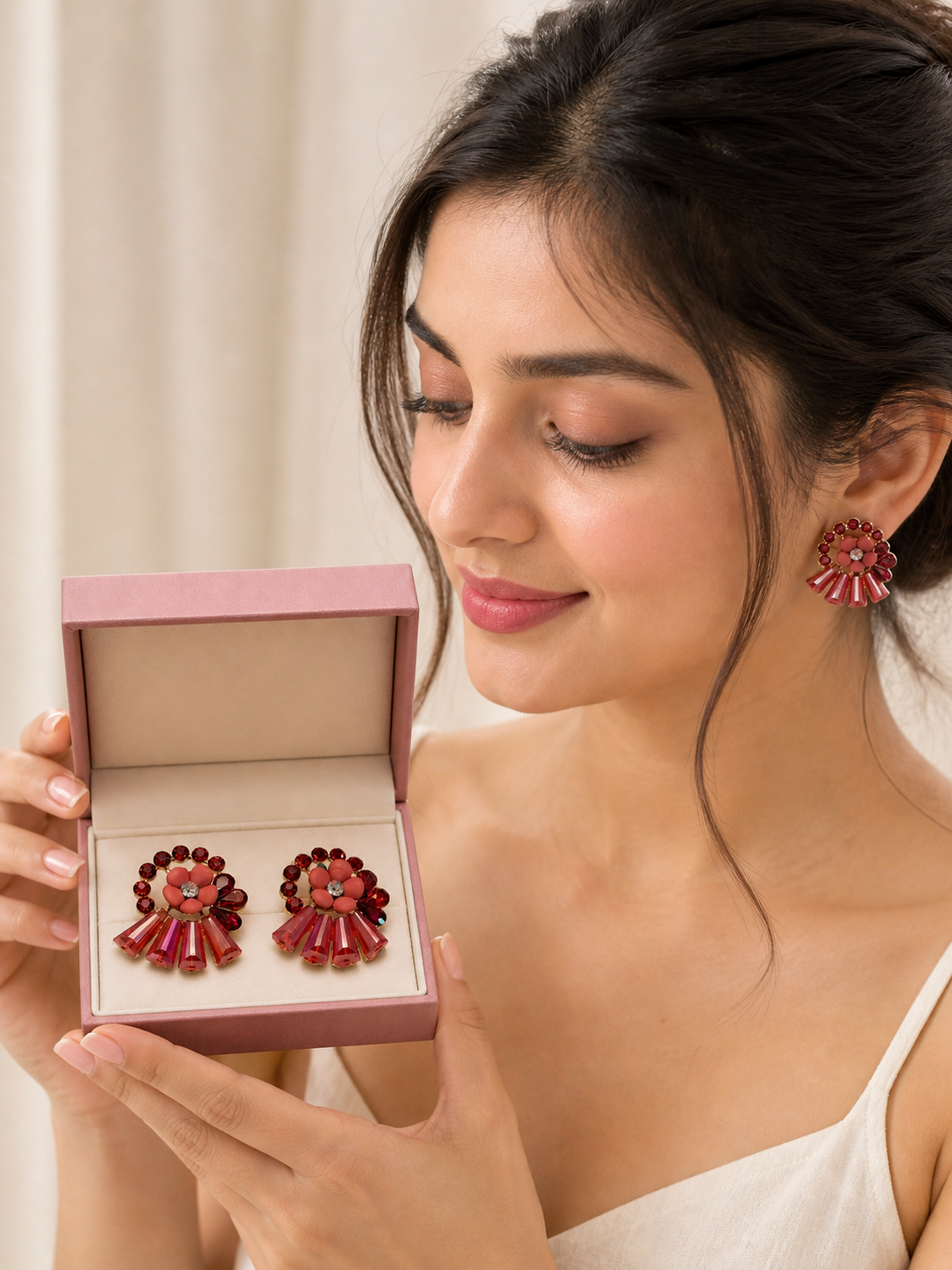 Champagne crystal earrings