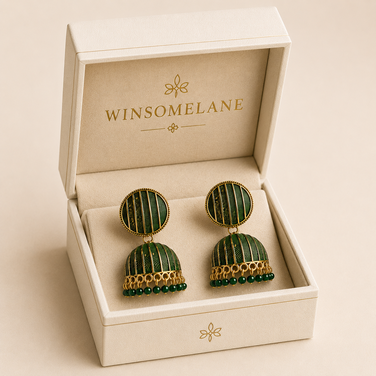 Trendy Crystal Earrings - Dark Green / Emerald Green