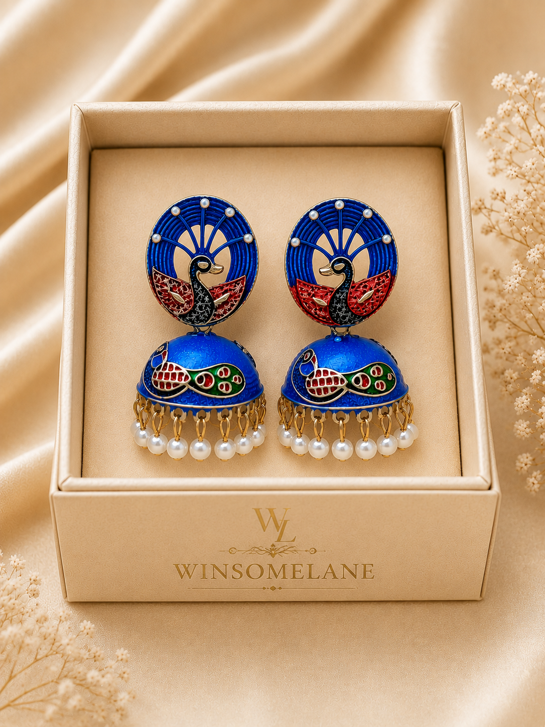 Trendy Crystal Earrings - Royal Blue / Electric Blue