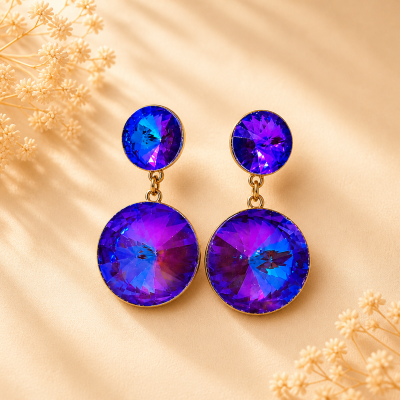 Trendy Crystal Earrings - Blue Purple (Iridescent Multicolor)