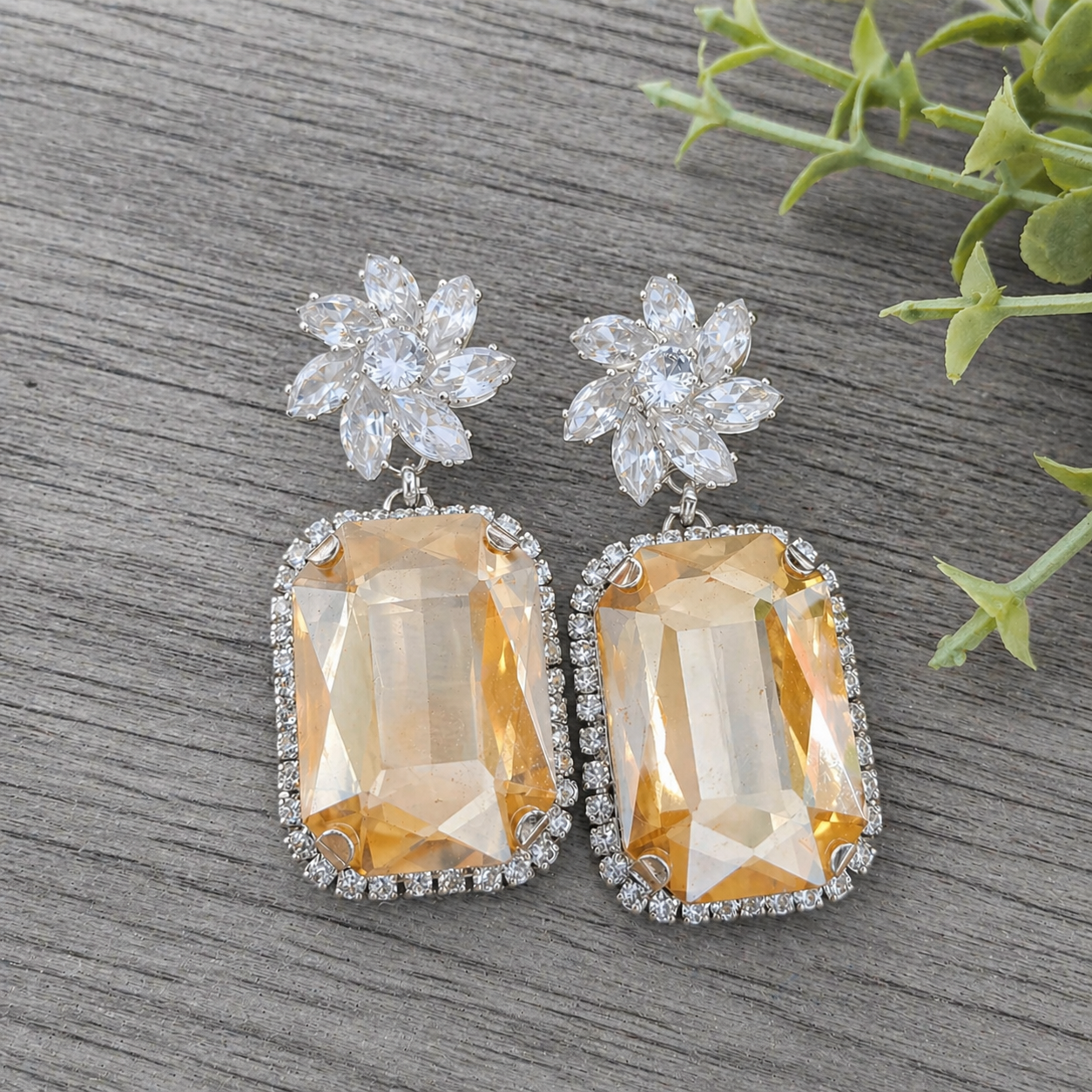 Champagne crystal earrings