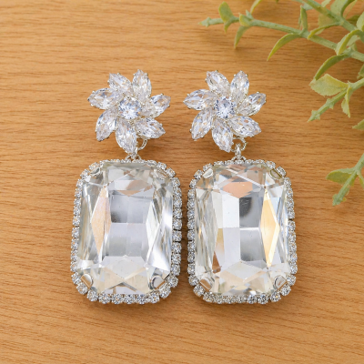 Trendy Crystal Earrings - White