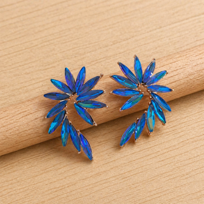 Trendy Crystal Earrings - Sea Greenish Blue