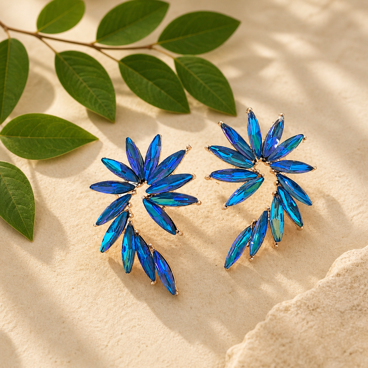 Trendy Crystal Earrings - Royal Blue / Sapphire Blue