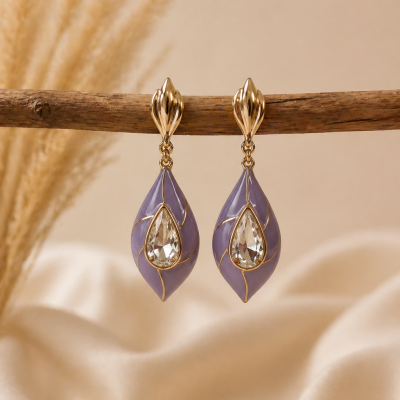 Trendy Crystal Earrings - Lavender