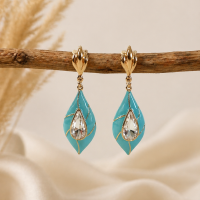 Trendy Crystal Earrings - Turquoise